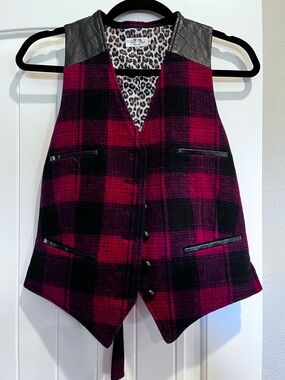 Plaid Red & Black Women's Vest by Tasha Polizzi